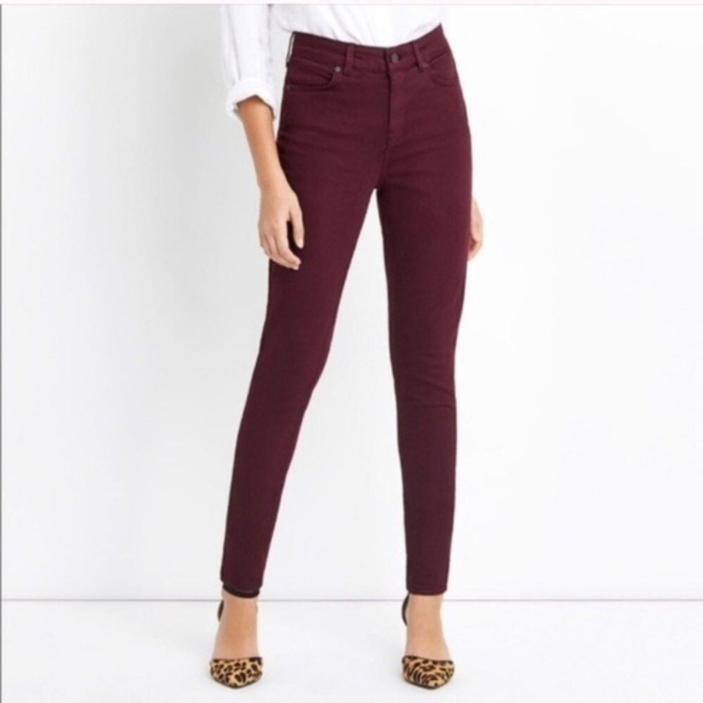 Madewell- Skinny burgundy 9” high rise jeans